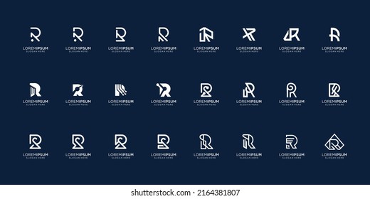 set of abstract R logo design. icon set letter r mega bundle for business of company