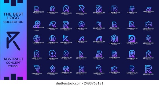 set of abstract R logo design. icon set letter r mega bundle for business of company