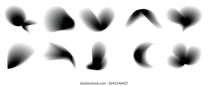 Set of abstract radial gradient blur.Vibrant set of aura glow rounds with a soft  dot white element.Holographic round shapes.Modern graphic element vector collection.