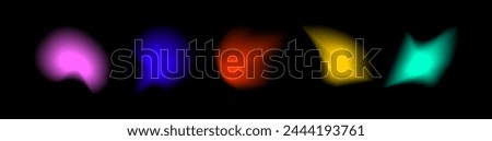 Set of abstract radial gradient blur.Vibrant set of aura glow rounds with a soft  dot neon element.Holographic round shapes.Modern graphic element vector collection.