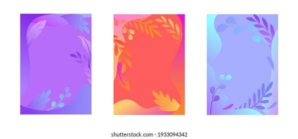 Set of abstract rainbow backgrounds with place for text. Vertical templates for web, event invitations, greeting cards, advertising banners. Vector illustration.