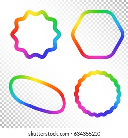 Set of Abstract Rainbow Gradient Figure. Place for your Content Colorful Frame with Iridescent Gradient Mesh. 