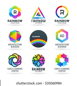 Set of abstract rainbow symbols
