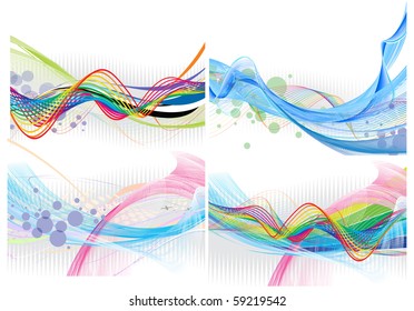 Satz abstrakter Regenbogenwellenlinie mit dem Abstand Ihres Textes, Vektorgrafik