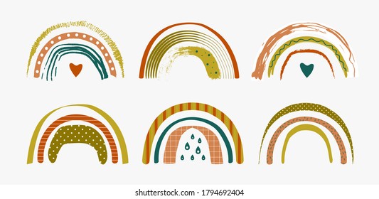 Set of abstract rainbows. Vector illustration.