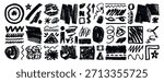 set abstract random brush strokes of different brush shapes. Grunge strokes, lines and brushes. Free hand drawn movement, trembling texture elements collection. Vector illustration.
