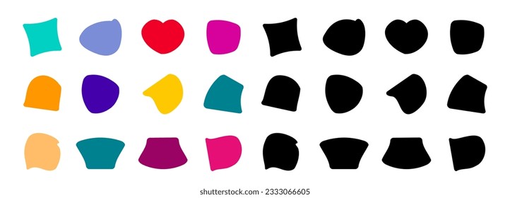 Set of abstract random shapes, badge or spot. abstract color or black organic shapes. Vector collection