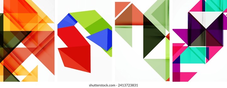 Set of abstract random triangle composition backgrounds. Vector illustration for for wallpaper, business card, cover, poster, banner, brochure, header, website