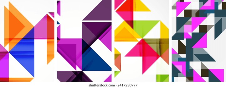 Set of abstract random triangle composition backgrounds. Vector illustration for for wallpaper, business card, cover, poster, banner, brochure, header, website