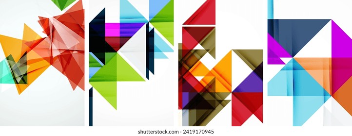 Set of abstract random triangle composition backgrounds. Vector illustration for for wallpaper, business card, cover, poster, banner, brochure, header, website