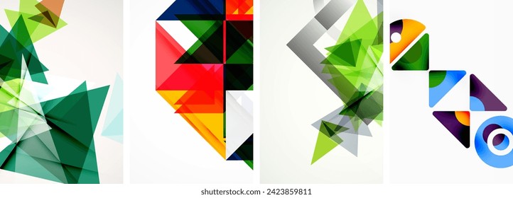 Set of abstract random triangle composition backgrounds. Vector illustration for for wallpaper, business card, cover, poster, banner, brochure, header, website