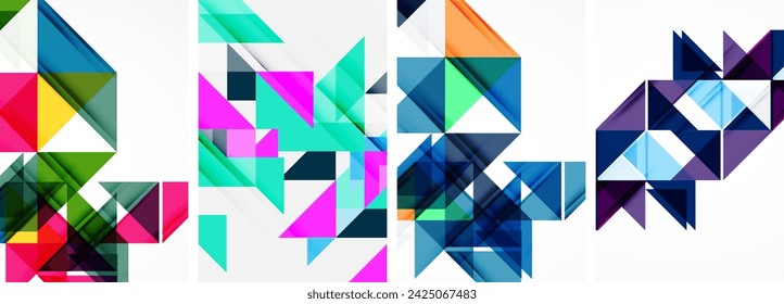 Set of abstract random triangle composition backgrounds. Vector illustration for for wallpaper, business card, cover, poster, banner, brochure, header, website