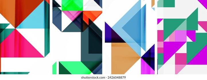 Set of abstract random triangle composition backgrounds. Vector illustration for for wallpaper, business card, cover, poster, banner, brochure, header, website