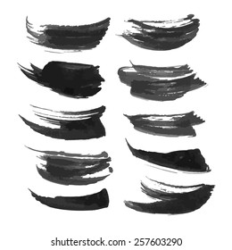 Set of abstract realistic black strokes of different density 2