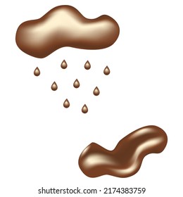 Set of abstract realistic graphic elements in trendy chocolate tints. Vector 3d illustration.