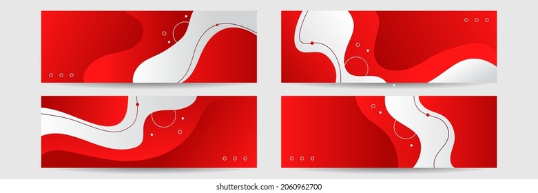 Set of abstract red banner background with 3d overlap layer and wave shapes. Geometric, polygonal Abstract background, texture, advertisement layout. web page. header for website.