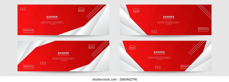 Set of abstract red banner background with 3d overlap layer and wave shapes. Geometric, polygonal Abstract background, texture, advertisement layout. web page. header for website.