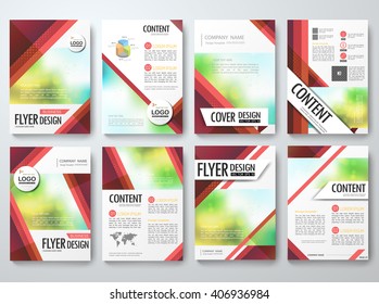 Set of abstract red flyers design template vector. Brochure report business magazine poster. Cover book portfolio presentation. Layout on A4 size.