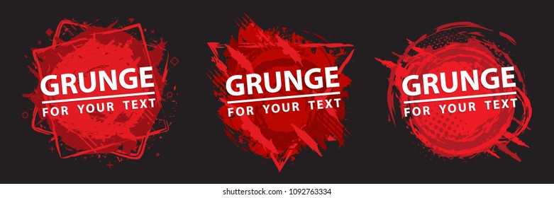 Set abstract red grunge splash on white background. Splash set.
