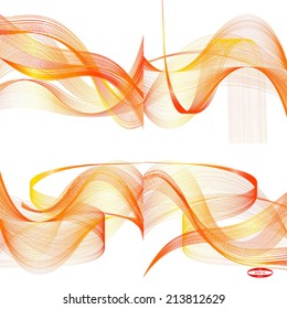 set of abstract red line orange wave yellow band on white background vector