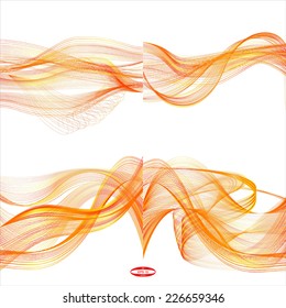 set of abstract red line orange wave yellow band without some background vector