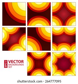 Set of abstract red, orange and yellow circle shapes backgrounds. RGB EPS 10 vector illustration