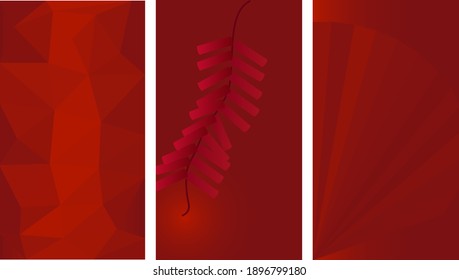 Set abstract red template.Modern Chinese 3D background concept.Vector and Illustration.