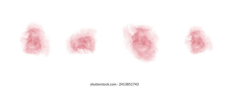 Set of abstract red watercolor water splash on a white background. Vector watercolour texture in salad color. Ink paint brush stain. Green splatters spot. Watercolor pastel splash