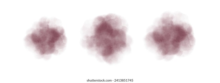 Set of abstract red watercolor water splash on a white background. Vector watercolour texture in salad color. Ink paint brush stain. Green splatters spot. Watercolor pastel splash