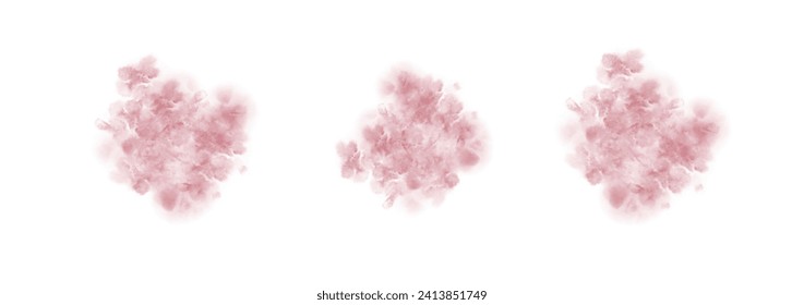 Set of abstract red watercolor water splash on a white background. Vector watercolour texture in salad color. Ink paint brush stain. Green splatters spot. Watercolor pastel splash