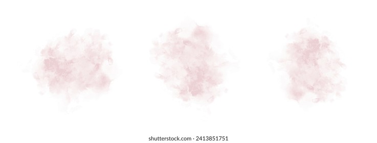 Set of abstract red watercolor water splash on a white background. Vector watercolour texture in salad color. Ink paint brush stain. Green splatters spot. Watercolor pastel splash