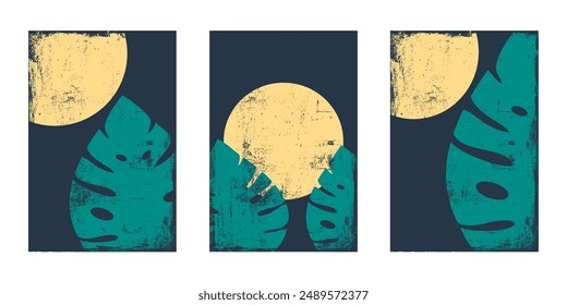 set of abstract retro background with grunge texture
