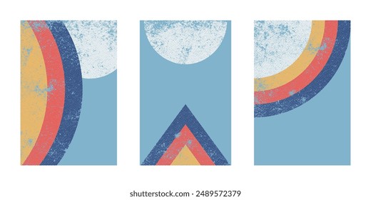 set of abstract retro background with grunge texture