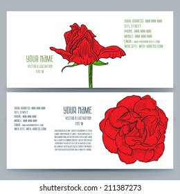 Set Abstract Retro design cards. Background Beauty floral roses business banners. Suitable for various designs, invitation, thank you card, save the date cards etc. Vector illustration