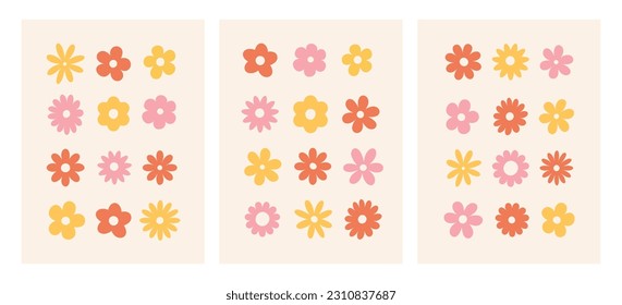 Set abstract retro floral