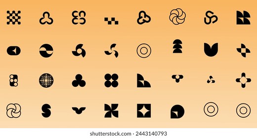 Set of abstract retro futuristic elements and shapes isolated on a white background. Y2K geometric shapes, forms, symbols for template, poster, banner, web, stickers.