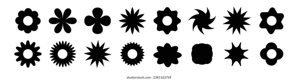 Set of abstract retro geometric shapes. Collection of contemporary figure, sparkle, starburst, quality mark, sunburst badges, retro stars.	
