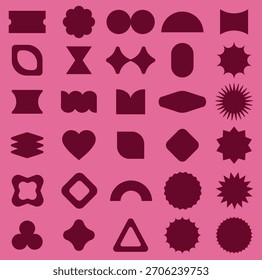 Conjunto de Formas geométricas abstractas retro Vector. Colección de figura contemporánea, flor, doodle, perfecto para el Anuncio, impresión, pegatinas, decoración