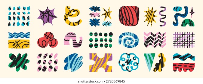 Conjunto de Formas orgánicas abstractas retro Vector. Colección de figura contemporánea, nube, flor, brillo, montaña en estilo groovy funky. Elemento de diseño hippie lindo perfecto para.