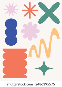 Conjunto de forma abstracta retro para decoración de diseño de los años 90