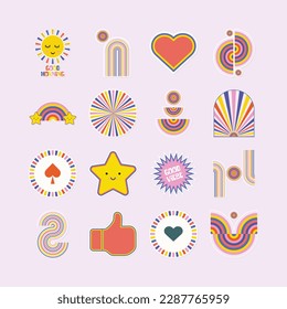 conjunto de ilustraciones de la pegatina del vector abstract