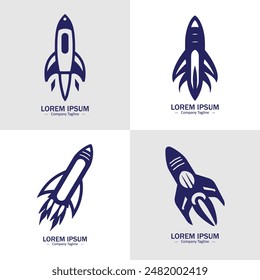 Set von Abstrakten Rocket Silhouette Logo-Icons, mit einem weißen Hintergrund für Ihr Unternehmen, die Raketen-Logo-Design-Ideen