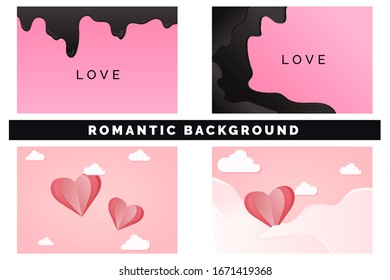 Set Abstract Romantic Background of hearts 