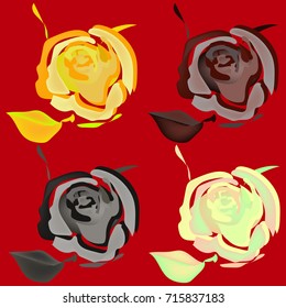 Set from an abstract rose pattern. vector illustration on a bright background can be used for the design of textiles, postcards, wallpapers, dishes.

