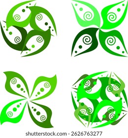 Set of abstract rotating geometric nature and ecology symbol logo templates.