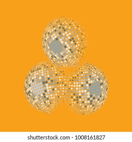 Set of abstract round 3d sliver sphere. Dotted spot vector design elements. Scientific and technical frame illustration. Objects isolated on a orange background. Perfect for Logo, Banner, Icon.