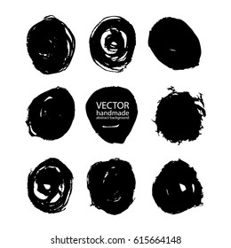 Set of abstract round brush strokes backgrounds vector