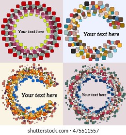 Set of Abstract Round Form with colored Vector Bubbles. Design Circle Template Background.
