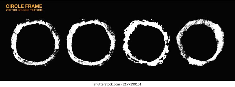 Set of Abstract round frame dirty grunge grain texture, vintage style. Vector illustration.