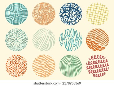 Set of Abstract round or Hand drawn doodle Shapes Pattern Vector